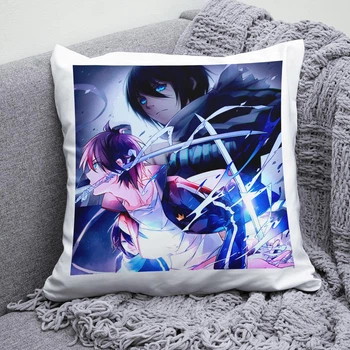 Плюшевая подушка Норагами Бездомный бог Noragami anime принт №2 квадрат 35х35 см белая