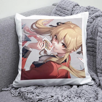 Плюшевая подушка Безумный азарт Kakegurui anime принт №2 квадрат 35х35 см белая