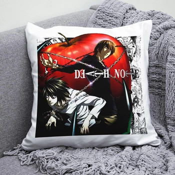 Плюшевая подушка Тетрадь смерти Death Note anime принт №1 квадрат 35х35 см белая