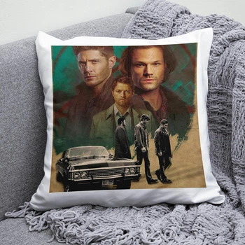 Плюшевая подушка Сверхъестественное Supernatural квадрат 35х35 см белая
