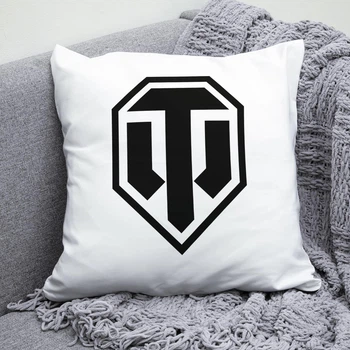Плюшевая подушка World of Tanks квадрат 35х35 см белая