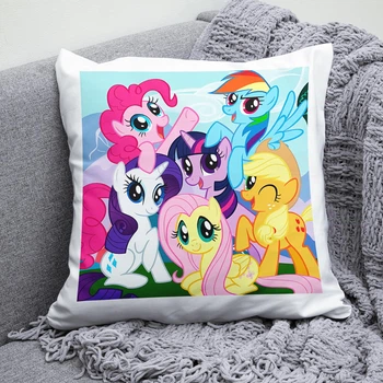 Плюшевая подушка Май Литл Пони My Little Pony принт №2 квадрат 35х35 см белая