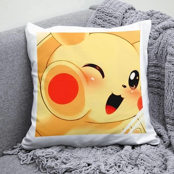 Плюшева подушка Пікачу Пакемон Pokemon квадрат 35х35 см біла