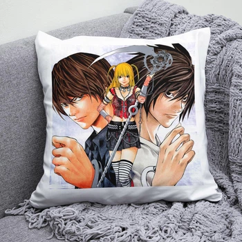 Плюшевая подушка Тетрадь смерти Death Note anime принт №3 квадрат 35х35 см белая