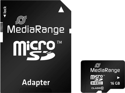 Karta pamięci MediaRange microSDHC 16GB Class 10 + adapter SD (4260283113538)
