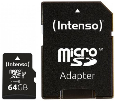 Karta pamięci Intenso Pro microSDXC 64GB Class 10 + SD adapter (3433490)
