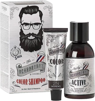 Zestaw do koloryzacji włosów, brody i wąsów Beardburys 2N czarny 30 ml + 45 ml (8431332126021)
