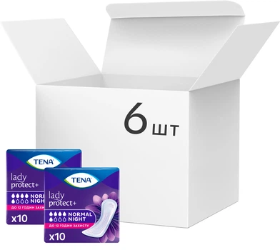 Упаковка Урологічних прокладок Tena Lady Protect Normal Night 6 упаковок по 10 шт Бокс (ящик) (7322541185484)