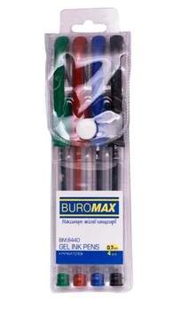 Набор из 4-х гелевых ручек Buromax, пласт. корпус, 4 цвета чернил (BM.8440)