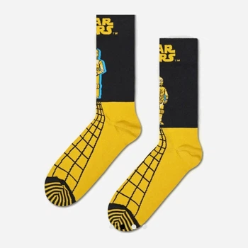Носки женские прикольные высокие хлопковые Happy Socks 00-4001*13 36/40 Черный/Желтый (2200005065761)