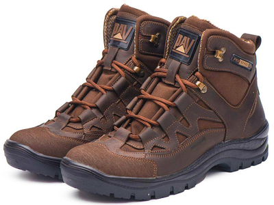 Берці демісезонні тактичні черевики PAV 501 коричневі шкіряні з мембраною Winterfrost 45
