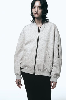 Трикотажный бомбер Zara 1165/735 M Серый