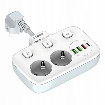 Мережевий фільтр LDNIO 2 розетки 3хUSB/Type-C QC+PD SE2435 White (SE2435)