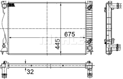 Радиатор 675 mm Audi A6 4F2 2.4-3.2, MAHLE/KNECHT (CR789000S)