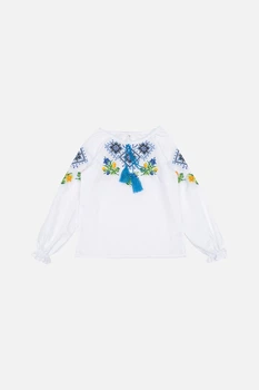 Вышиванка для девочки с длинным рукавом 146 цвет белый No Brand ЦБ-00245238