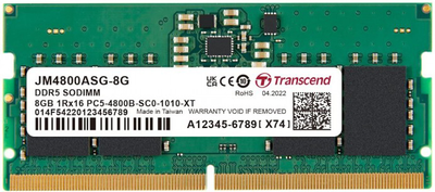 Оперативная память Transcend SODIMM DDR5-4800 8192 MB PC5-38400 (JM4800ASG-8G)