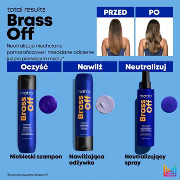 Spray do włosów Matrix Total Results Brass Off neutralizujący żółte tony 200 ml (884486496492)