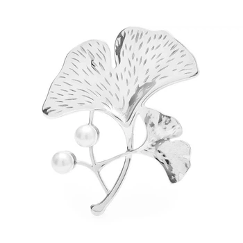 Брошь BROCHE бижутерия Гинкго Билоба серебристая BRBF113995