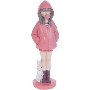 Декоративна статуетка "Дівчинка з Кроликом" 7.5х9х26см, полістоун, розовий (112833)
