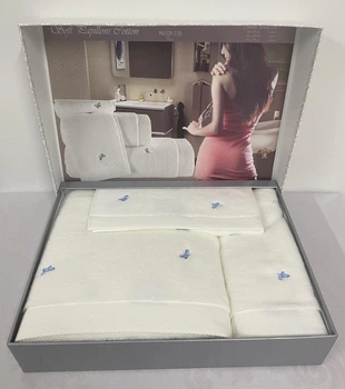 Подарунковий набір рушників Maison D'or Reve De Papillon White-Blue 3 шт.