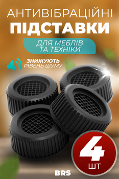 Подставки для стиральной машинки ножки антивибрационные для техники круглые 4ШТ BRS Black