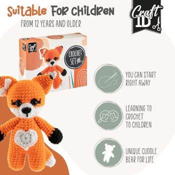Zestaw do tworzenia maskotki Craft ID Crochet Kit Lis (8720257130115)