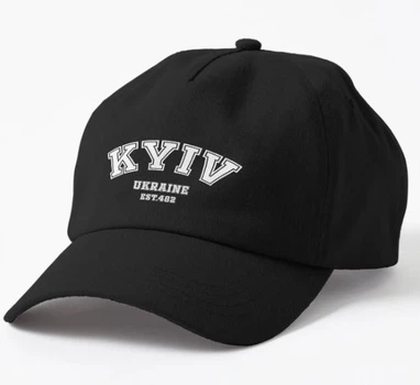Кепка Унисекс Malfini с патриотическим принтом Kyiv Est 482 Ukraine Киев Черный