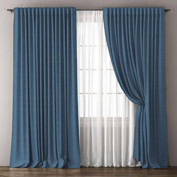 Готова штора декорін з мікровелюру 150x260 cm 1 шт Синій Indigo на тасьмі