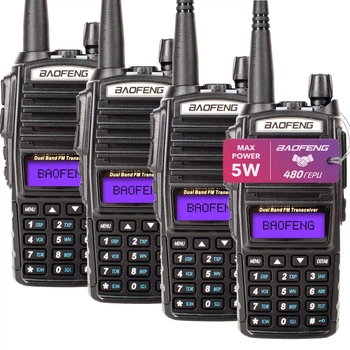Рацiя Baofeng UV-82, UHF/VHF, комплект 4 шт., 5 Вт, 1800 мАч + Ремiнець на шию