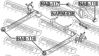 Сайлентблок задней балки Maxima 00-06, FEBEST (NAB116)