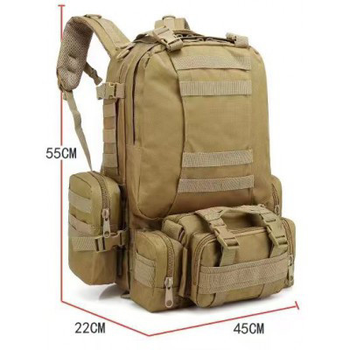 Тактический рюкзак армейский Raged Sheep Brown-Pixel большой военный, на 65-70л с защитой от дождя