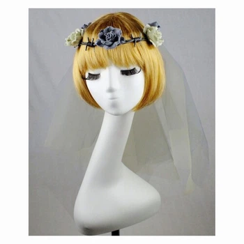 Венок Невеста зомби с фатой SETA Decor 18-1023GY-CH