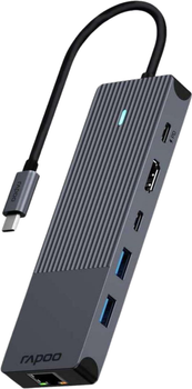 Hub USB-C Rapoo 6 w 1 Black (6940056114105)