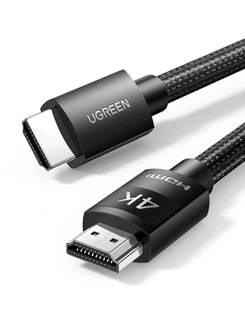 Высокоскоростной HDMI шнур кабель UGREEN HD119 4K 2.0 в нейлоновой оплетке черный 1 м (30999)