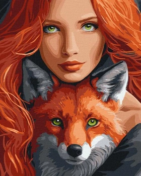 Картина по номерам Люди, Животные. Огненная лиса, , 40х50см, в термопакете, Идейка (KHO8320)