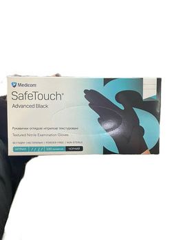 Нітрилові рукавички Medicom, щільність 3.5 г. - SafeTouch Advanced Black - Чорні (100 шт) S (6-7)