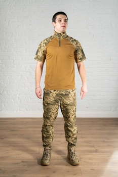 Форма тактическая убакс с коротким рукавом и штаны рип-стоп CoolMax tactical Пиксель Койот (588) , 3XL