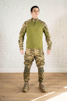 Форма армейская убакс и штаны с наколенниками рип-стоп ХБ tactical Пиксель Олива (601) , L