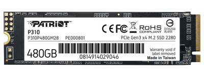 Накопичувач внутрішній швидкісний М2 SSD 480G NVMe PCIe Gen3x4 M.2 2280 PATRIOT P310