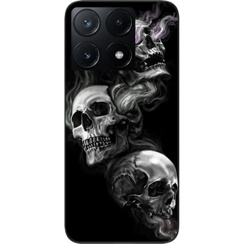 Бампер силиконовый чехол SMTT для Xiaomi Poco X6 Pro 5G с картинкой Три черепа