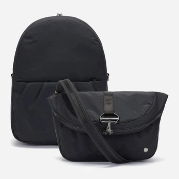 Сумка-рюкзак женская тканевая 8 л вмещает формат А4 PacSafe CX convertible backpack 20410 Черная (0688334058586)