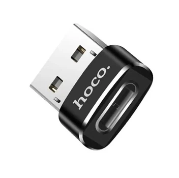 Переходник Hoco UA6 адаптер с USB на Type-C (OTG, для компьютера, ноутбука и др., Type-C, тайпси) - Черный