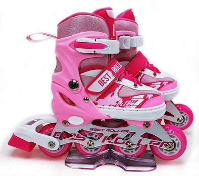 Роликові ковзани розсувні Best Roller PU світло розмір 29-33 устілка 18-20,5 см Pink (36210-S)