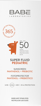 Дитячий сонцезахисний супер флюїд BABE Laboratorios Pediatric SPF 50 з Пантенолом і Пребіотиком 50 мл (8436571632135)