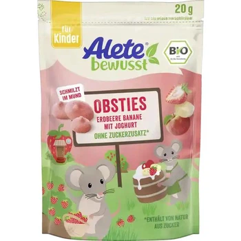 Alete снек клубнично-банановый с йогуртом 20 гр