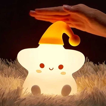 Ночник силиконовый детский Sleeping star Светильник аккумуляторный сенсорный 6 режимов свечения 5W