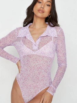 Боді Missguided TJF28572 бузковий квіти 34
