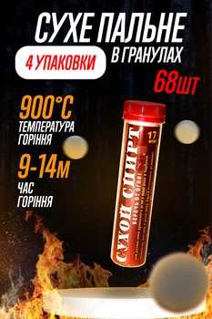 Сухой спирт разжигатель огня сухое горючее в тубусе 68шт КОМПЛЕКТ 4ШТ