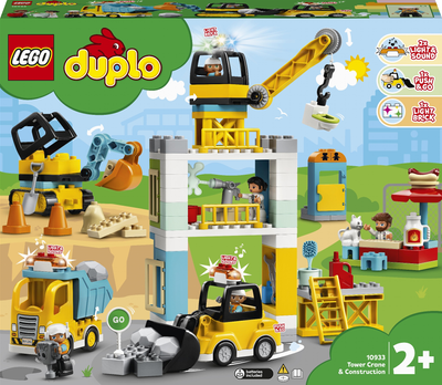 Zestaw klocków LEGO DUPLO Żuraw wieżowy i budowa 123 części (10933)