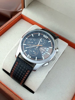 Мужские часы Skmei 9106 Silver-Black-Orange